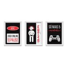 Kit 3 Quadros Decorativos Meu Rodapé Gamer Vermelho 24x34