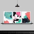 Kit 3 Quadros Decorativos Mickey Abstrato 45x34cm - Com Vidro