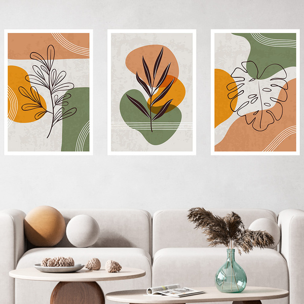 Kit 3 Quadros Decorativos Minimalista Folhagem Botânico