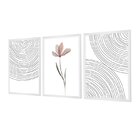 Kit 3 Quadros Decorativos Minimalista Linhas Flor Delicada