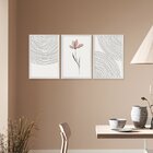 Kit 3 Quadros Decorativos Minimalista Linhas Flor Delicada