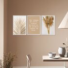 Kit 3 Quadros Decorativos Minimalista Trigo Frases Bege