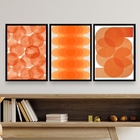 Kit 3 Quadros Decorativos Minimalistas Abstratos Laranjas 45x