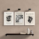 Kit 3 Quadros Decorativos Minimalistas Folhas matisse 33x24cm