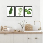 Kit 3 Quadros Decorativos Minimalistas Plantas 33x24cm - Com