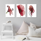 Kit 3 Quadros Decorativos Modernos Flores- Vinho Marsala 24x1