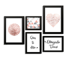 Kit 3 Quadros Decorativos Moldura Preta Obrigado Deus