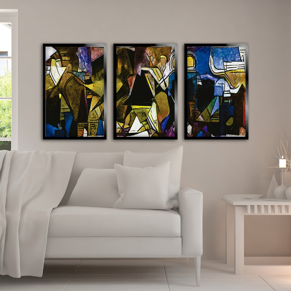 Kit 3 Quadros Decorativos Mosaico Artístico