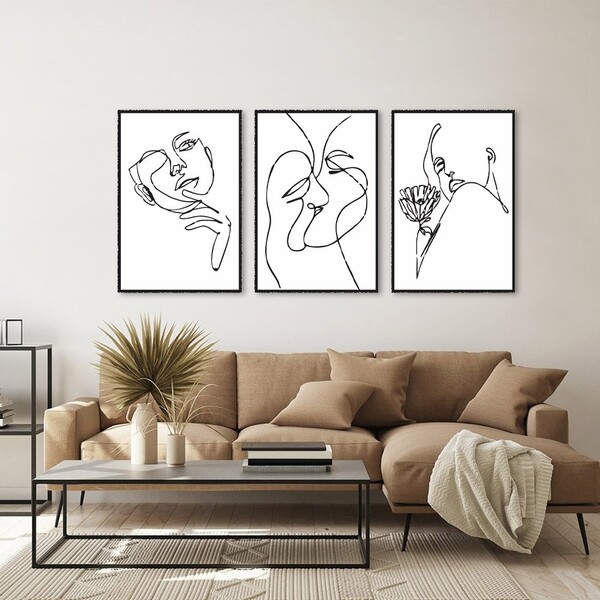 Kit 3 Quadros Decorativos Mulheres Minimalista