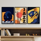 Kit 3 Quadros Decorativos Músicos- Jazz 33x24cm Moldura:madei