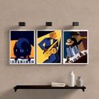 Kit 3 Quadros Decorativos Músicos Piano E saxofone 33x24cm -