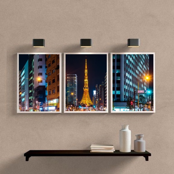 Kit 3 Quadros Decorativos Noite Em paris 24x18cm - Com Vidro