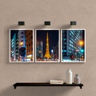 Kit 3 Quadros Decorativos Noite Em paris 45x34cm - Com Vidro