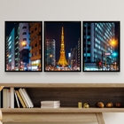 Kit 3 Quadros Decorativos Noite Em paris 45x34cm Moldura:made
