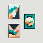 Kit 3 Quadros Decorativos Olhar Abstrato 24x18cm - Com Vidro