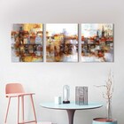 Kit 3 Quadros Decorativos Paisagem Abstratas Casas