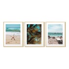 Kit 3 Quadros Decorativos Paisagem Praia Mar