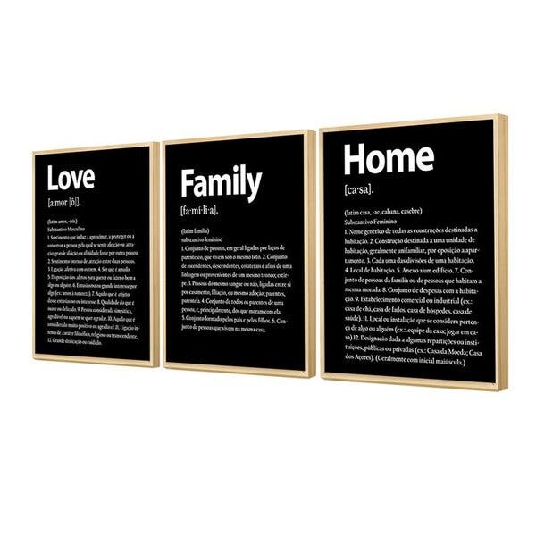 Kit 3 Quadros Decorativos Para Corredor E Hall De Entrada Family Love ...