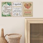 Kit 3 Quadros Decorativos Para Cozinha Frases Folhas Amor