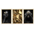 Kit 3 Quadros Decorativos Para Escritório Gold Mulher Moderno