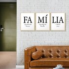 Kit 3 Quadros Decorativos Para Sala Família Composição Trio L