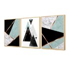 Kit 3 Quadros Decorativos Para Sala Geométrico Azul E Preto