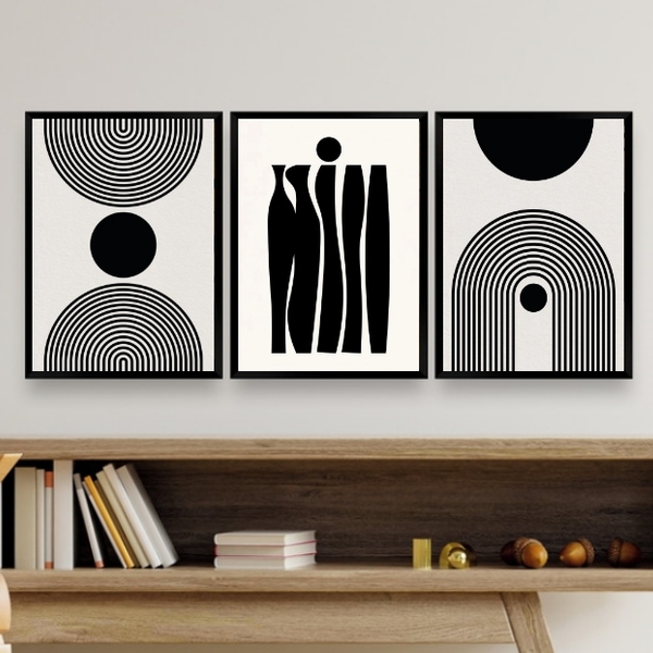 Kit 3 Quadros Decorativos Para Sala Minimalistas 24x18cm Mold