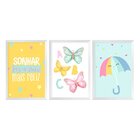 Kit 3 Quadros Decorativos Pequeno Para Ambiente Infantil Borb