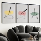 Kit 3 Quadros Decorativos Pilates - Abstratos 24x18cm - Com V