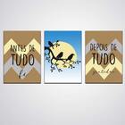 Kit 3 Quadros Decorativos Placas Frases Motivacionais Deus Fé