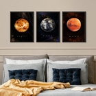 Kit 3 Quadros Decorativos Planetas 45x34cm Moldura:madeira Br