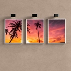 Kit 3 Quadros Decorativos Praia Por do sol 33x24cm Moldura:ma