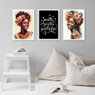 Kit 3 Quadros Decorativos Preta Preta Pretinha 33x24cm - Com