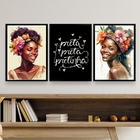 Kit 3 Quadros Decorativos Preta Preta Pretinha 33x24cm Moldur