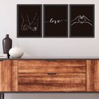 Kit 3 Quadros Decorativos Preto Love