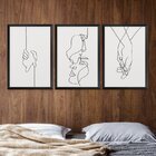 Kit 3 Quadros Decorativos Quarto Casal Minimalista Amor