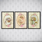 Kit 3 Quadros Decorativos Retrô Jardinagem 45x34cm Moldura:ma