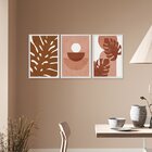 Kit 3 Quadros Decorativos Rose Folhagens Boho Formas