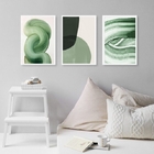 Kit 3 Quadros Decorativos Sala Abstratos Verdes Claro 24x18cm