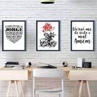 Kit 3 Quadros Decorativos São Jorge 24x18cm - Com Vidro Moldu