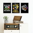 Kit 3 Quadros Decorativos Sinuca Bilhar 24x18cm - Com Vidro M