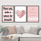 Kit 3 Quadros Decorativos Todo Amor Do Mundo - Coração 45x34c