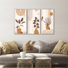 Kit 3 Quadros Decorativos Vasos Minimalistas