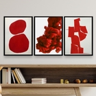Kit 3 Quadros Decorativos Vermelhos- Arte Moderna 45x34cm Mol