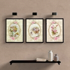 Kit 3 Quadros Decorativos Vintage Jardim 33x24cm - Com Vidro