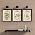 Kit 3 Quadros Decorativos Vintage Jardim 45x34cm - Com Vidro