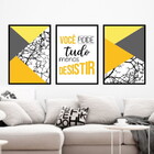 Kit 3 Quadros Decorativos Você Pode Tudo - Amarelo 45x34cm A3