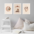 Kit 3 Quadros Decorativos Yoga Boho 24x18cm Moldura:madeira B