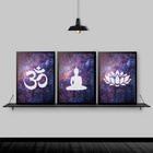 Kit 3 Quadros Decorativos Zen Buda Universo 24x18cm Moldura:m