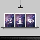 Kit 3 Quadros Decorativos Zen Buda Universo 24x18cm Moldura:m